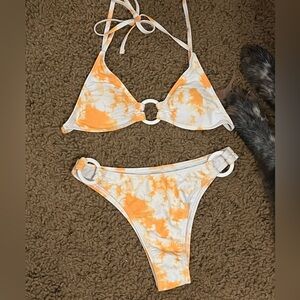 Orange tie dye bikini set